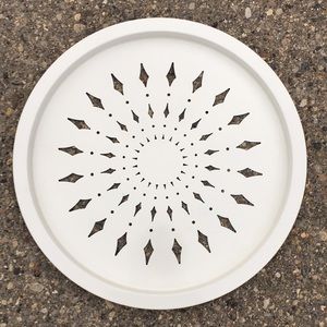 Round White Cutout Patio Table NWOT with removable tray